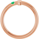 14K Gold Round Natural Emerald Sideways Cross Ring - Rose Gold - view 12