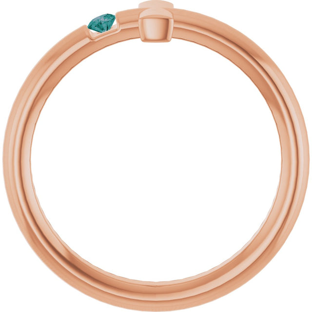14K Gold Round Natural Alexandrite Sideways Cross Ring - Rose Gold - view 12