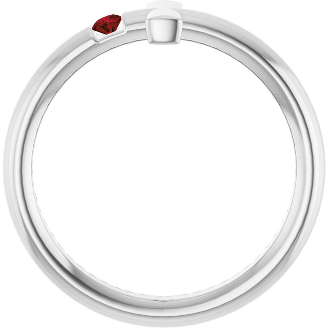 Platinum Round Natural Mozambique Garnet Sideways Cross Ring - view 12