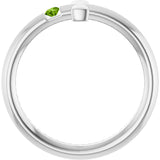 14K Gold Round Natural Peridot Sideways Cross Ring - White Gold - view 12