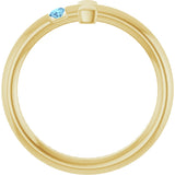 14K Gold Round Natural Aquamarine Sideways Cross Ring - Yellow Gold - view 12