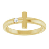 14K Gold Round Natural Diamond Sideways Cross Ring – 2.25mm Stones - Yellow Gold - view 13