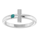 14K Gold Round Natural Alexandrite Sideways Cross Ring - White Gold - view 13