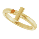 14K Gold Round Natural Citrine Sideways Cross Ring - Yellow Gold - view 15