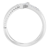 14K Gold Round Natural Diamond Accented Cross Rope Ring - White Gold - view 7