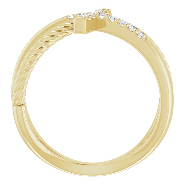 14K Gold Round Natural Diamond Accented Cross Rope Ring - Yellow Gold - view 7