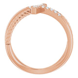 14K Gold Round Natural Diamond Accented Cross Rope Ring - Rose Gold - view 7