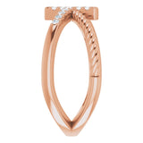 14K Gold Round Natural Diamond Accented Cross Rope Ring - Rose Gold - view 9