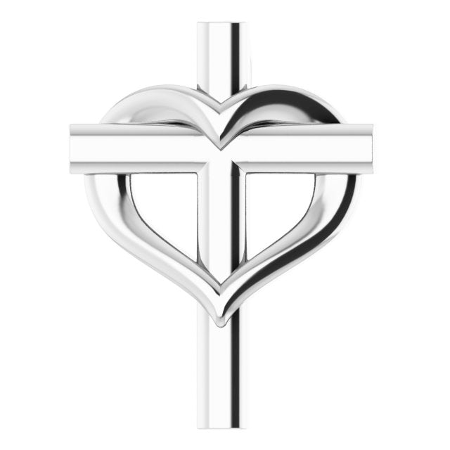Platinum Youth Cross with Heart Necklace or Pendant