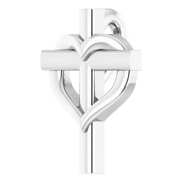 Platinum Youth Cross with Heart Necklace or Pendant - view 2