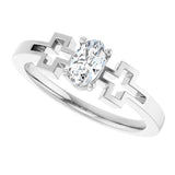 Platinum Oval Natural White Sapphire Youth Cross Ring - view 10