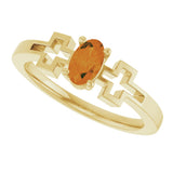 14K Gold Oval Natural Citrine Youth Cross Ring - Yellow Gold - view 10