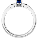Platinum Oval Lab-Grown Blue Sapphire Youth Cross Ring - view 7