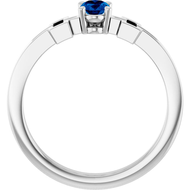 Platinum Oval Natural Blue Sapphire Youth Cross Ring - view 7