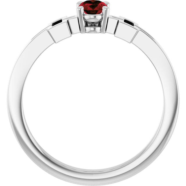 Platinum Oval Natural Mozambique Garnet Youth Cross Ring - view 7