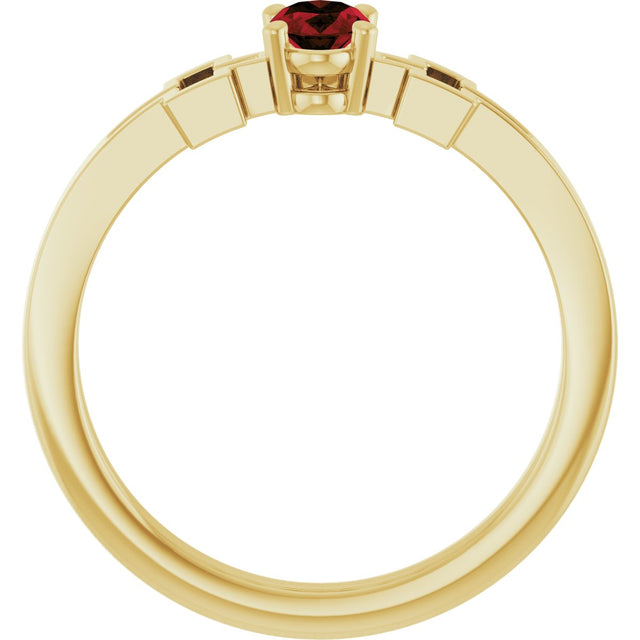 14K Gold Oval Natural Mozambique Garnet Youth Cross Ring - Yellow Gold - view 7