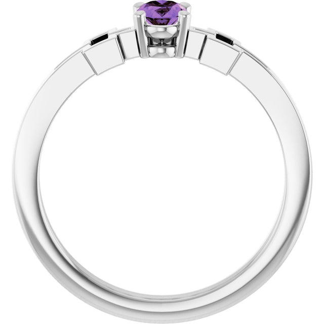 Platinum Oval Natural Amethyst Youth Cross Ring - view 7