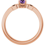 14K Gold Oval Natural Amethyst Youth Cross Ring - Rose Gold - view 7