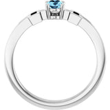 Platinum Oval Natural Aquamarine Youth Cross Ring - view 7