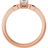 14K Gold Oval Natural White Sapphire Youth Cross Ring - Rose Gold - view 7