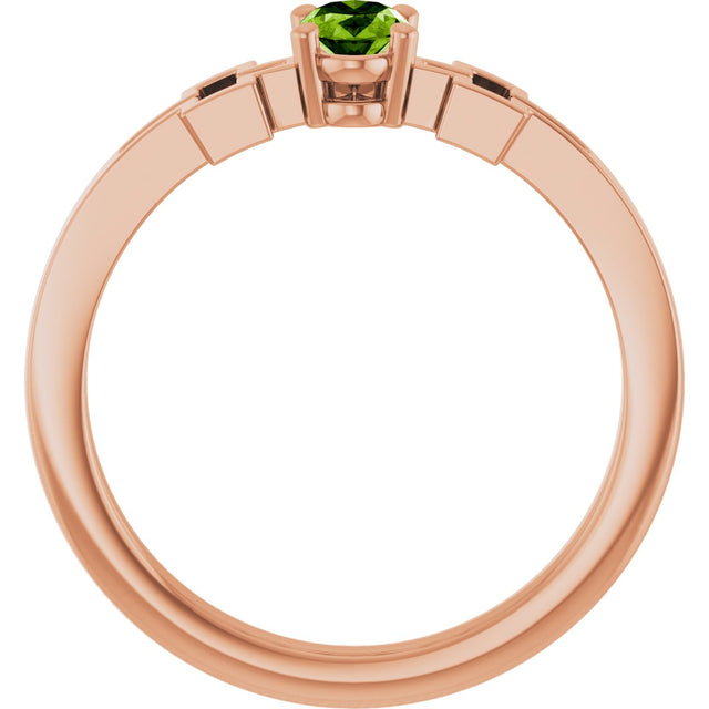 14K Gold Oval Natural Peridot Youth Cross Ring - Rose Gold - view 7
