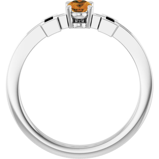 Platinum Oval Natural Citrine Youth Cross Ring - view 7