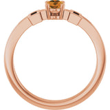 14K Gold Oval Natural Citrine Youth Cross Ring - Rose Gold - view 7
