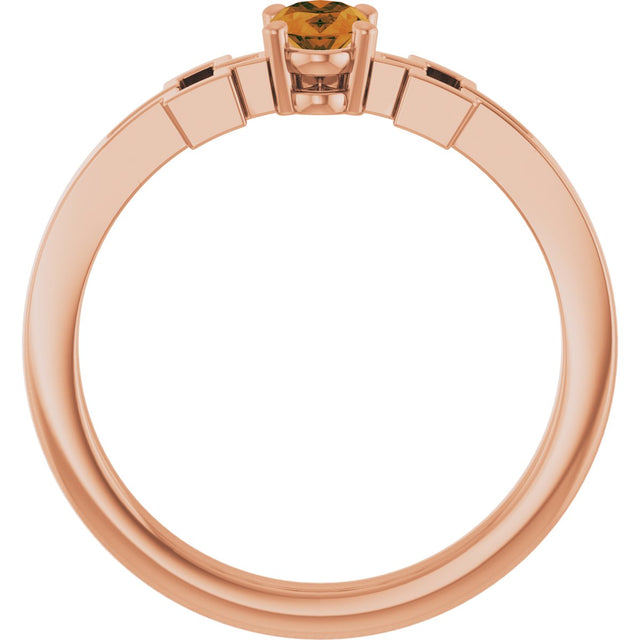 14K Gold Oval Natural Citrine Youth Cross Ring - Rose Gold - view 7