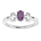 Platinum Oval Lab-Grown Alexandrite Youth Cross Ring - view 8