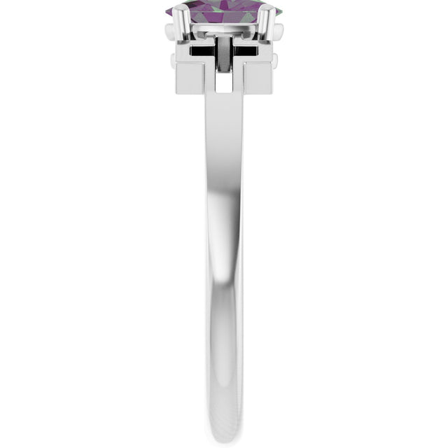 Platinum Oval Lab-Grown Alexandrite Youth Cross Ring - view 9