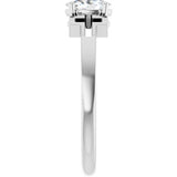 Platinum Oval Natural White Sapphire Youth Cross Ring - view 9