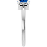 Platinum Oval Lab-Grown Blue Sapphire Youth Cross Ring - view 9
