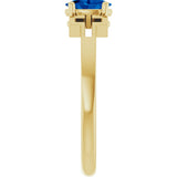 14K Gold Oval Natural Blue Sapphire Youth Cross Ring - Yellow Gold - view 9