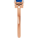 14K Gold Oval Natural Blue Sapphire Youth Cross Ring - Rose Gold - view 9