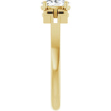 14K Gold Oval Natural White Sapphire Youth Cross Ring - Yellow Gold - view 9