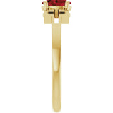 14K Gold Oval Natural Mozambique Garnet Youth Cross Ring - Yellow Gold - view 9
