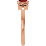 14K Gold Oval Natural Mozambique Garnet Youth Cross Ring - Rose Gold - view 9