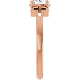 14K Gold Oval Natural White Sapphire Youth Cross Ring - Rose Gold - view 9