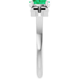 Platinum Oval Natural Emerald Youth Cross Ring - view 9