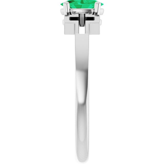 Platinum Oval Natural Emerald Youth Cross Ring - view 9