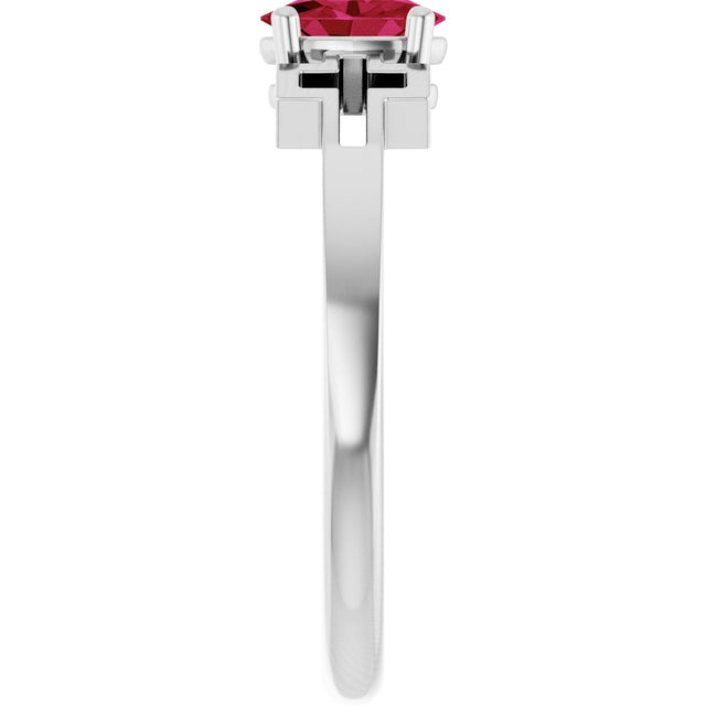 Platinum Oval Natural Ruby Youth Cross Ring - view 9