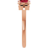 14K Gold Oval Natural Ruby Youth Cross Ring - Rose Gold - view 9