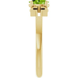 14K Gold Oval Natural Peridot Youth Cross Ring - Yellow Gold - view 9