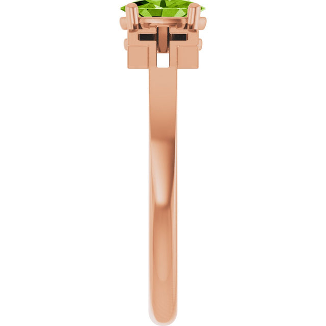 14K Gold Oval Natural Peridot Youth Cross Ring - Rose Gold - view 9