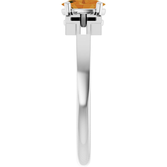 Platinum Oval Natural Citrine Youth Cross Ring - view 9