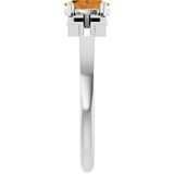14K Gold Oval Natural Citrine Youth Cross Ring - White Gold - view 9