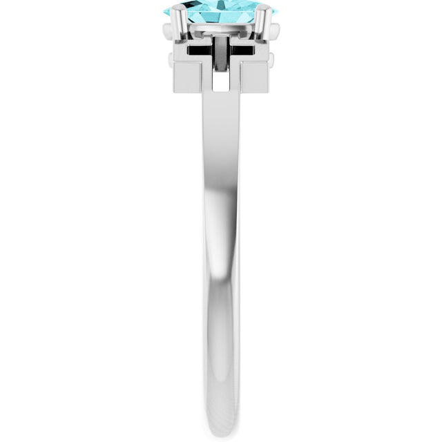 Platinum Oval Natural Blue Zircon Youth Cross Ring - view 9