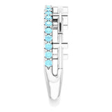 Platinum Round Natural Aquamarine Stackable Cross Ring - view 9
