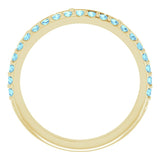 14K Gold Round Natural Aquamarine Stackable Cross Ring - Yellow Gold - view 7