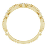 14K Gold Round Natural Diamond Accented Stackable Cross Ring – 1mm Stones - Yellow Gold - view 7